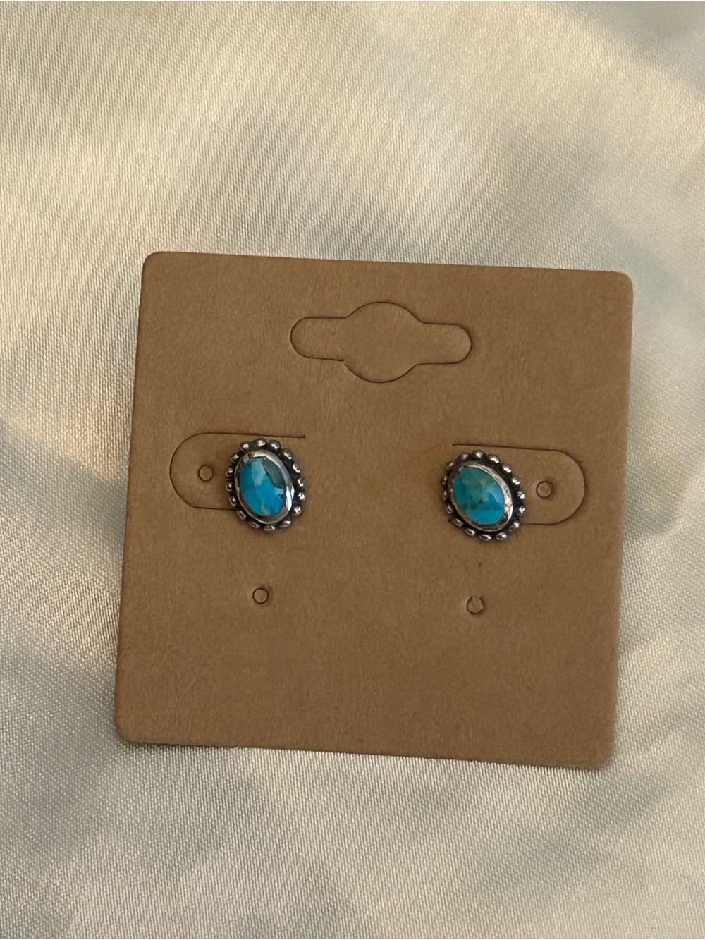Tiny Turquoise Oval Stud Earrings - Sterling Silver